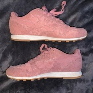 Pink Suede Snakeskin Reebok Sneakers